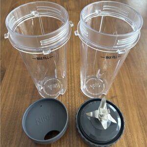 Ninja Clear Blender Cups with Gray Lid and Blade Assembly